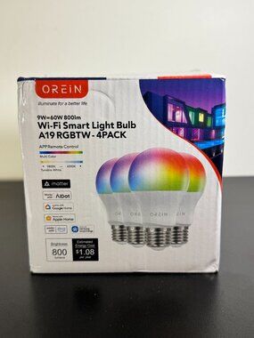 OREiN WiFi Smart Light Bulbs A19 RGBTW (3 Bulbs)